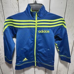 Adidas Zip-Up Jacket For Boys Blue with Green Accents Size 6